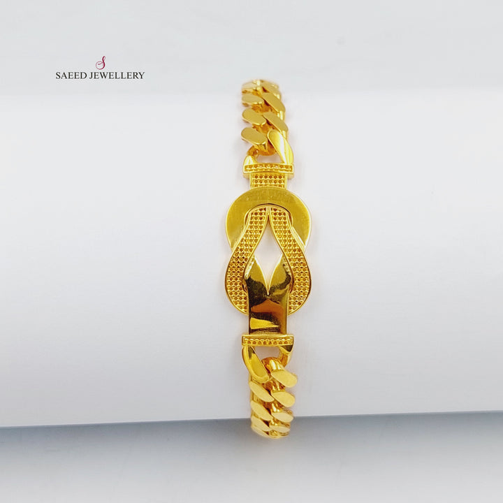 21K Gold Belt Cuban Links Bracelet by Saeed Jewelry - Image 4