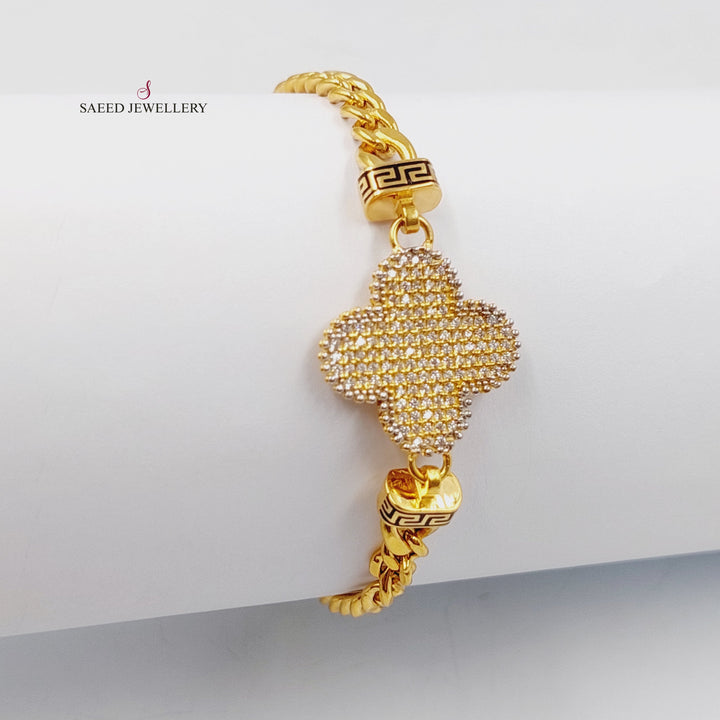 21K Gold Clover Bracelet by Saeed Jewelry - Image 2