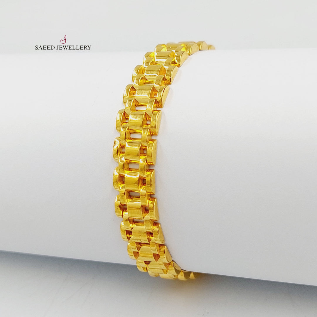 21K Gold Crown Cuban Links Bracelet by Saeed Jewelry - Image 5