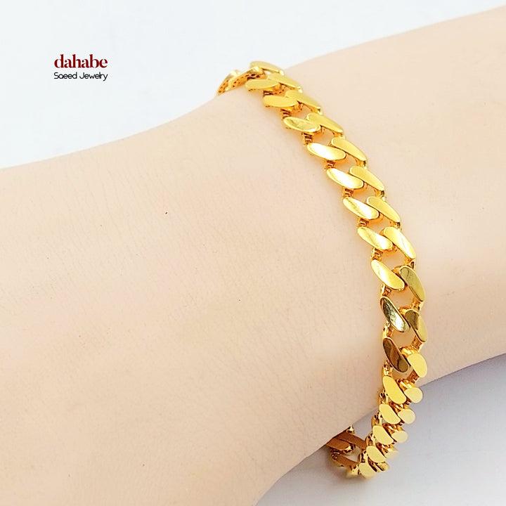 Cuban Links Bracelet Made of 21K Gold by Saeed Jewelry 
