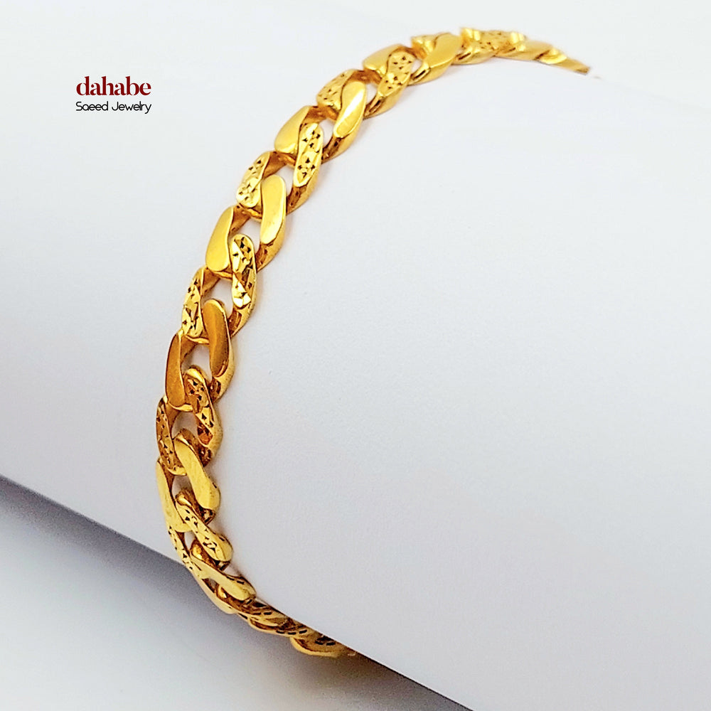 Cuban Links Bracelet Made of 21K Gold by Saeed Jewelry 