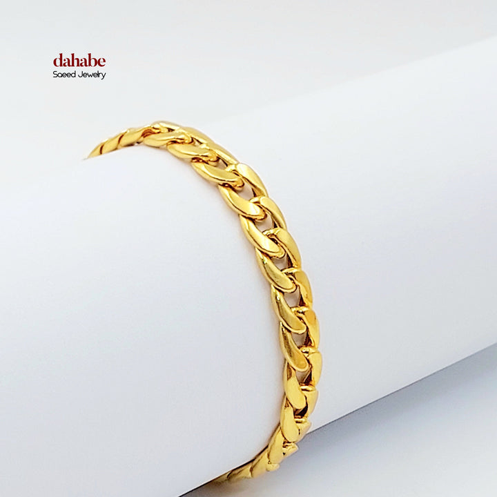 Cuban Links Bracelet Made of 21K Gold by Saeed Jewelry 