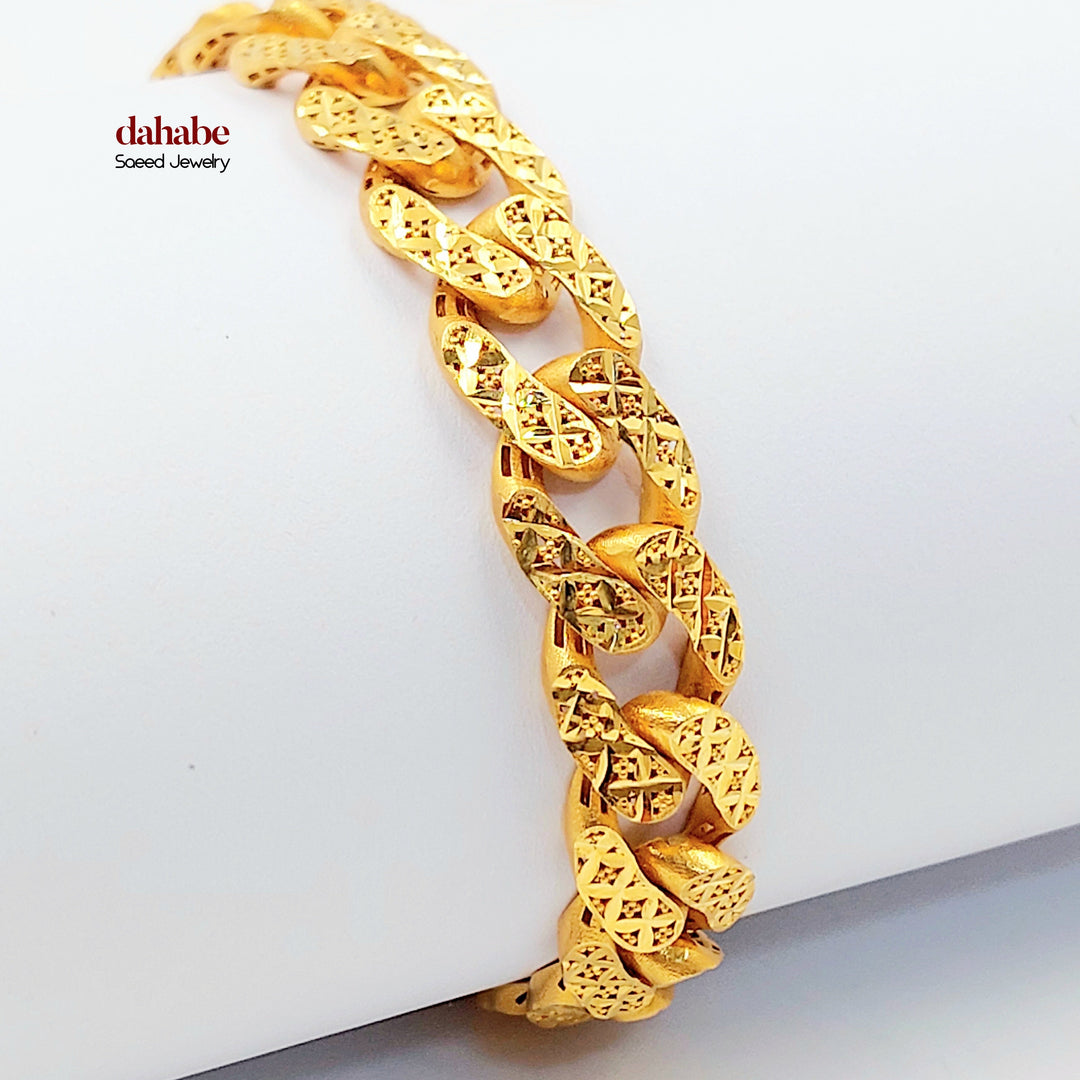 Cuban Links Bracelet Made of 21K Gold by Saeed Jewelry 