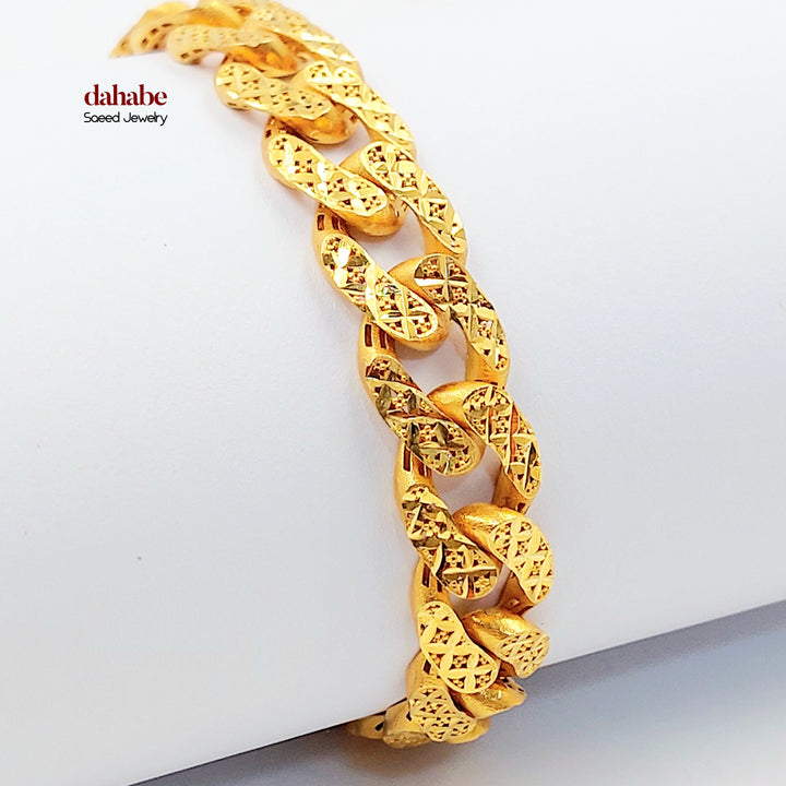 Cuban Links Bracelet Made of 21K Gold by Saeed Jewelry 