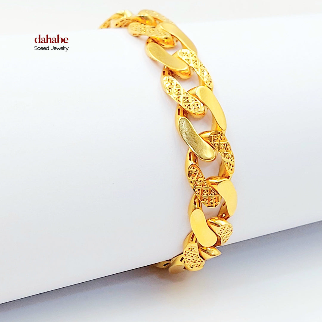 Cuban Links Bracelet Made of 21K Gold by Saeed Jewelry 