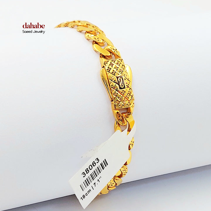 Cuban Links Bracelet Made of 21K Gold by Saeed Jewelry 