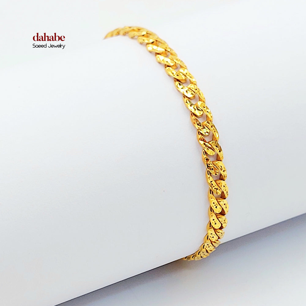 Cuban Links Bracelet Made of 21K Gold by Saeed Jewelry 