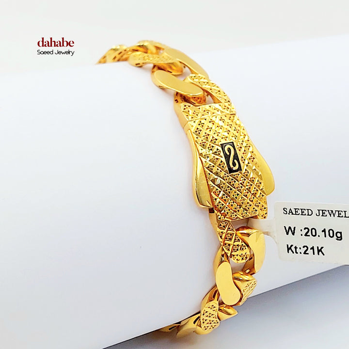 Cuban Links Bracelet Made of 21K Gold by Saeed Jewelry 