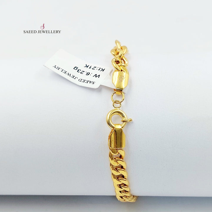 Cuban Links Bracelet Made of 21K Gold by Saeed Jewelry 