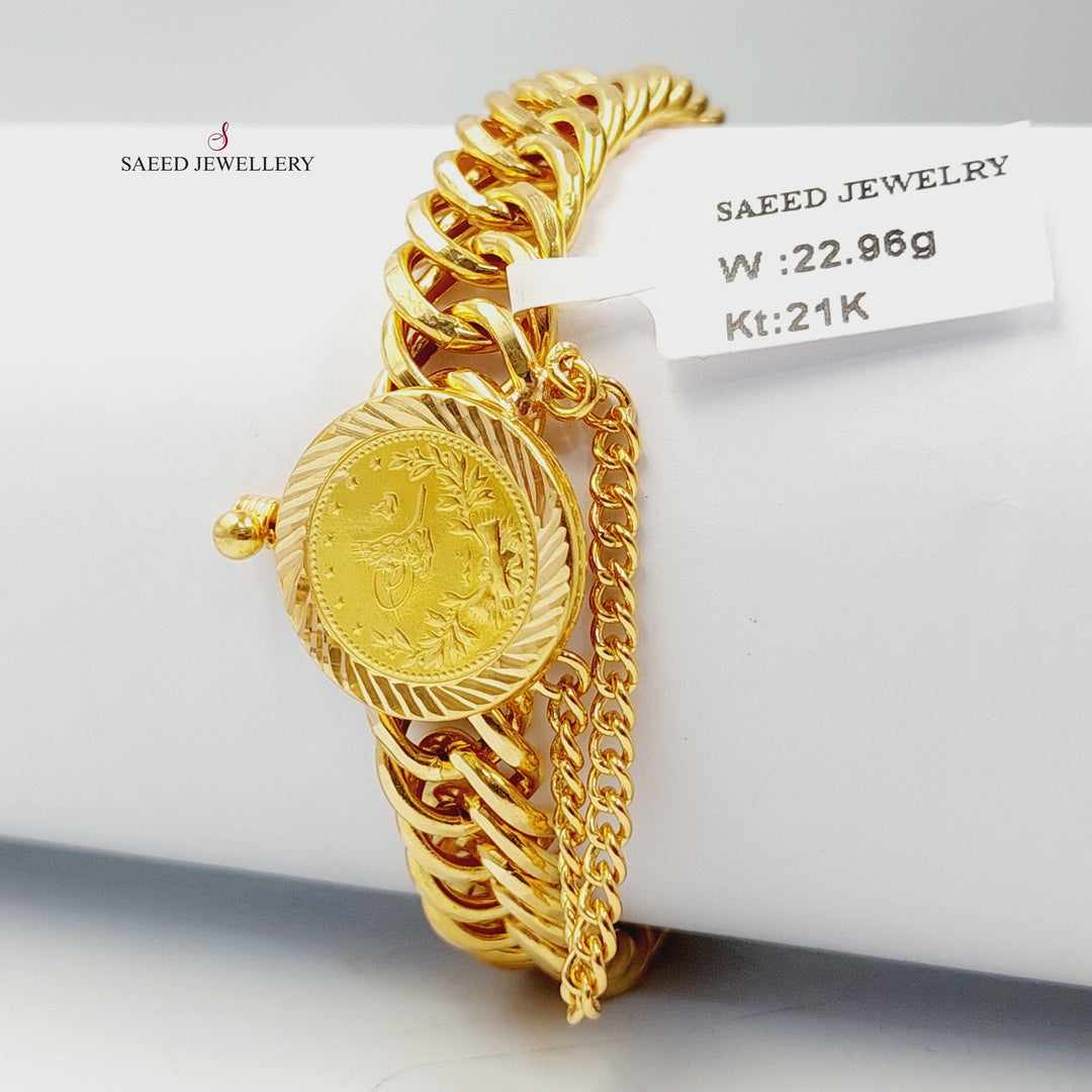 Cuban Links Bracelet Made of 21K Gold by Saeed Jewelry 