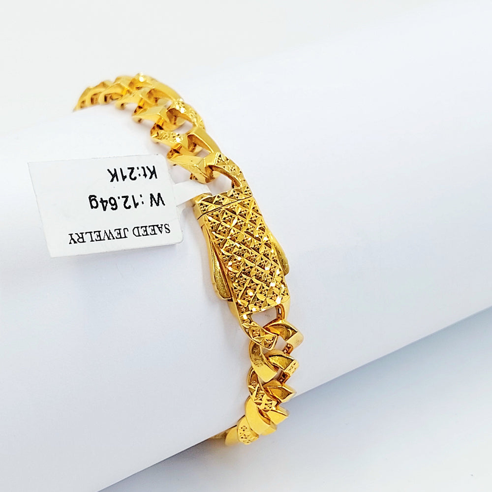 Deluxe Cuban Links Bracelet Made of 21K Gold by Saeed Jewelry 