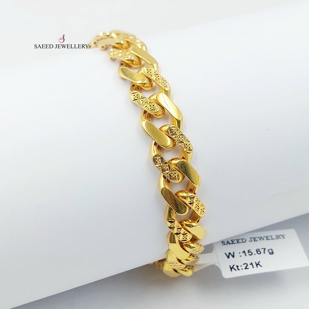 Deluxe Cuban Links Bracelet Made of 21K Gold by Saeed Jewelry 