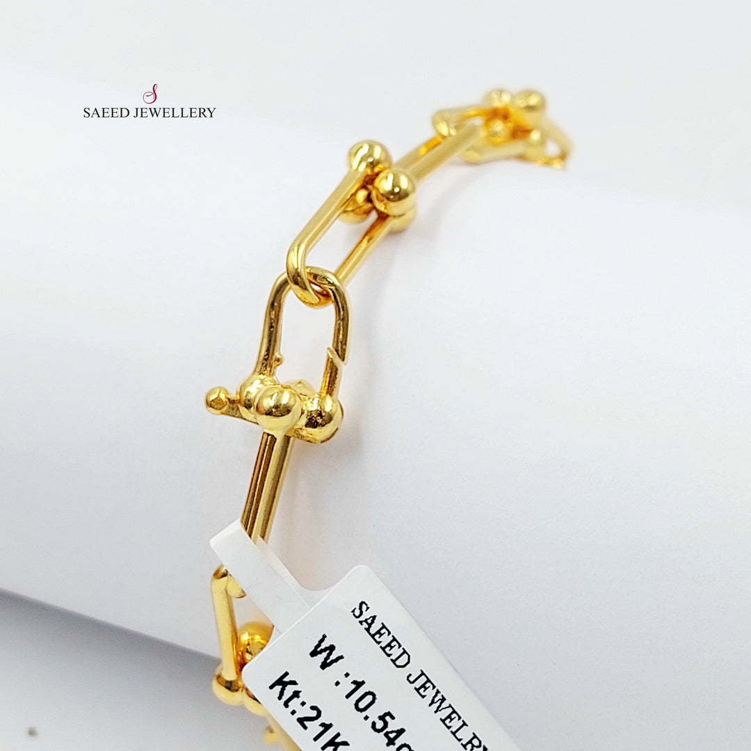Deluxe Paperclip Bracelet Made of 21K Gold by Saeed Jewelry 