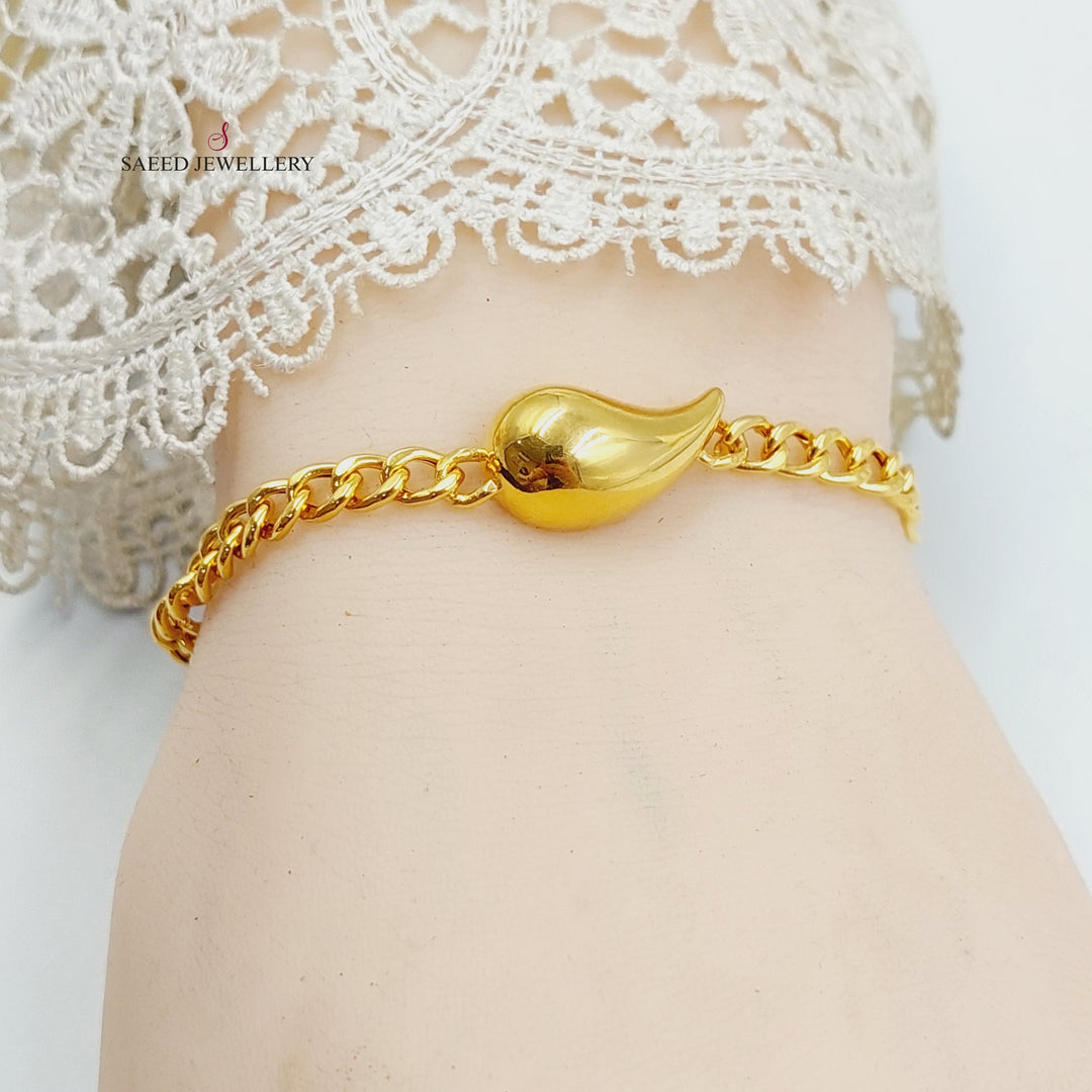 21K Gold Deluxe Almond Bracelet by Saeed Jewelry - Image 5