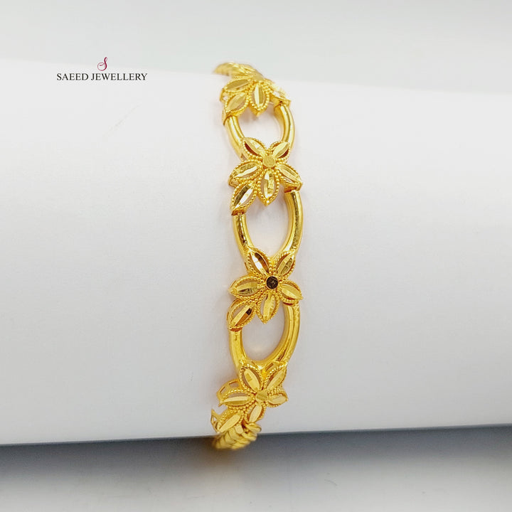 21K Gold Deluxe Leaf Bracelet by Saeed Jewelry - Image 3