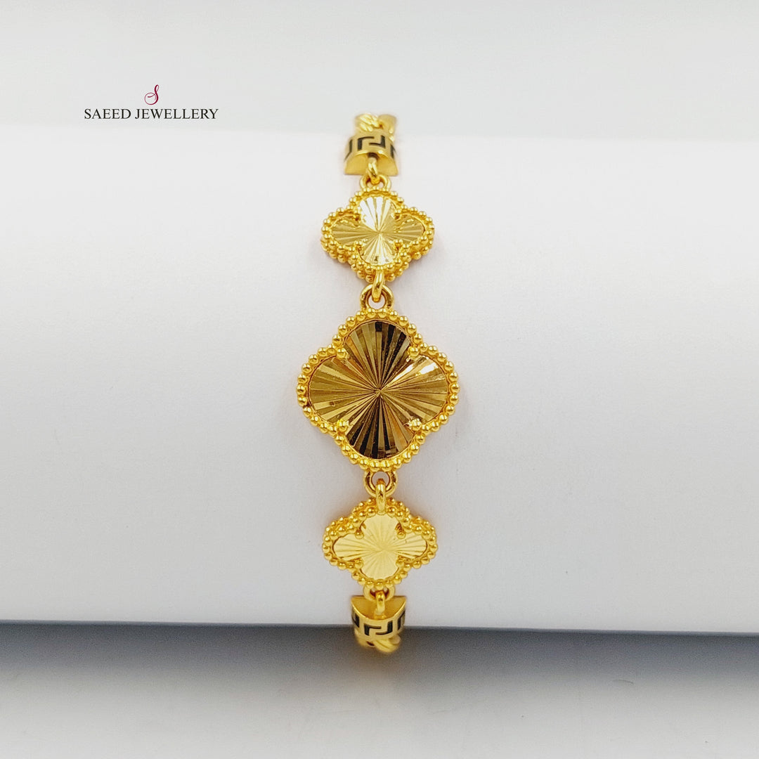 21K Gold Deluxe Clover Bracelet by Saeed Jewelry - Image 2