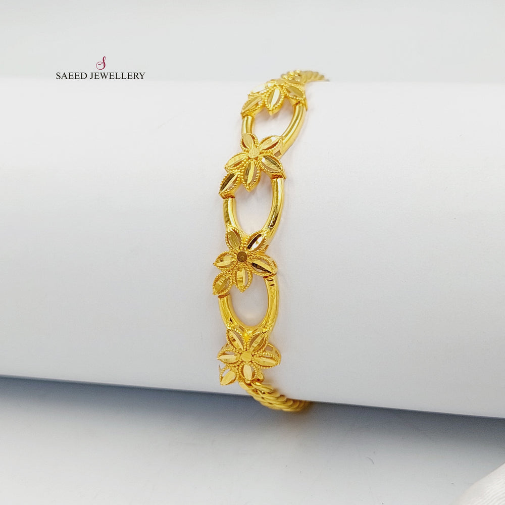 21K Gold Deluxe Leaf Bracelet by Saeed Jewelry - Image 2