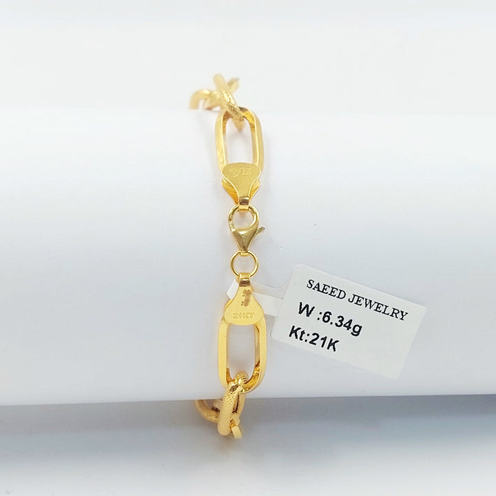 Deluxe Paperclip Bracelet Made of 21K Gold by Saeed Jewelry 