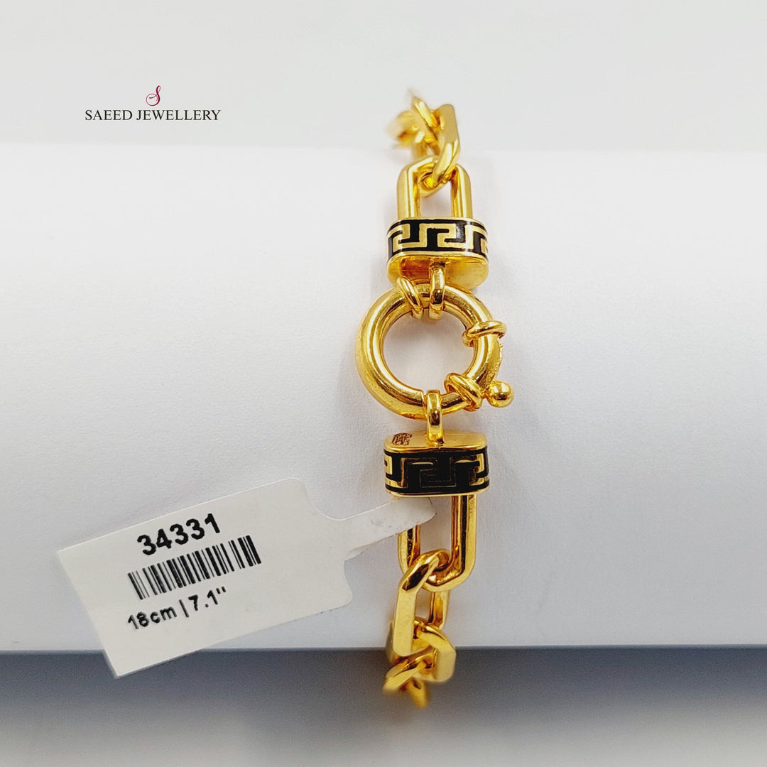 Enameled Paperclip Bracelet Made of 21K Gold by Saeed Jewelry 