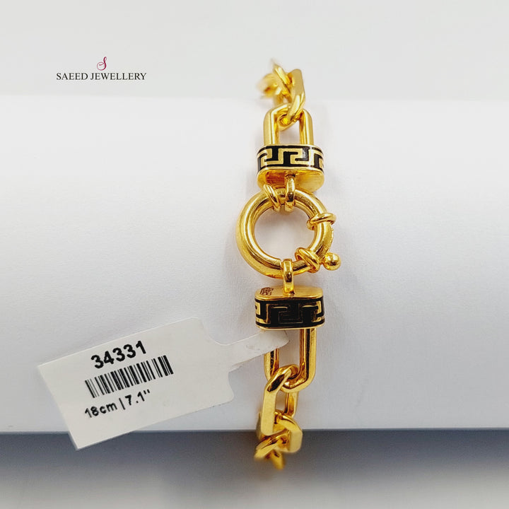 Enameled Paperclip Bracelet Made of 21K Gold by Saeed Jewelry 