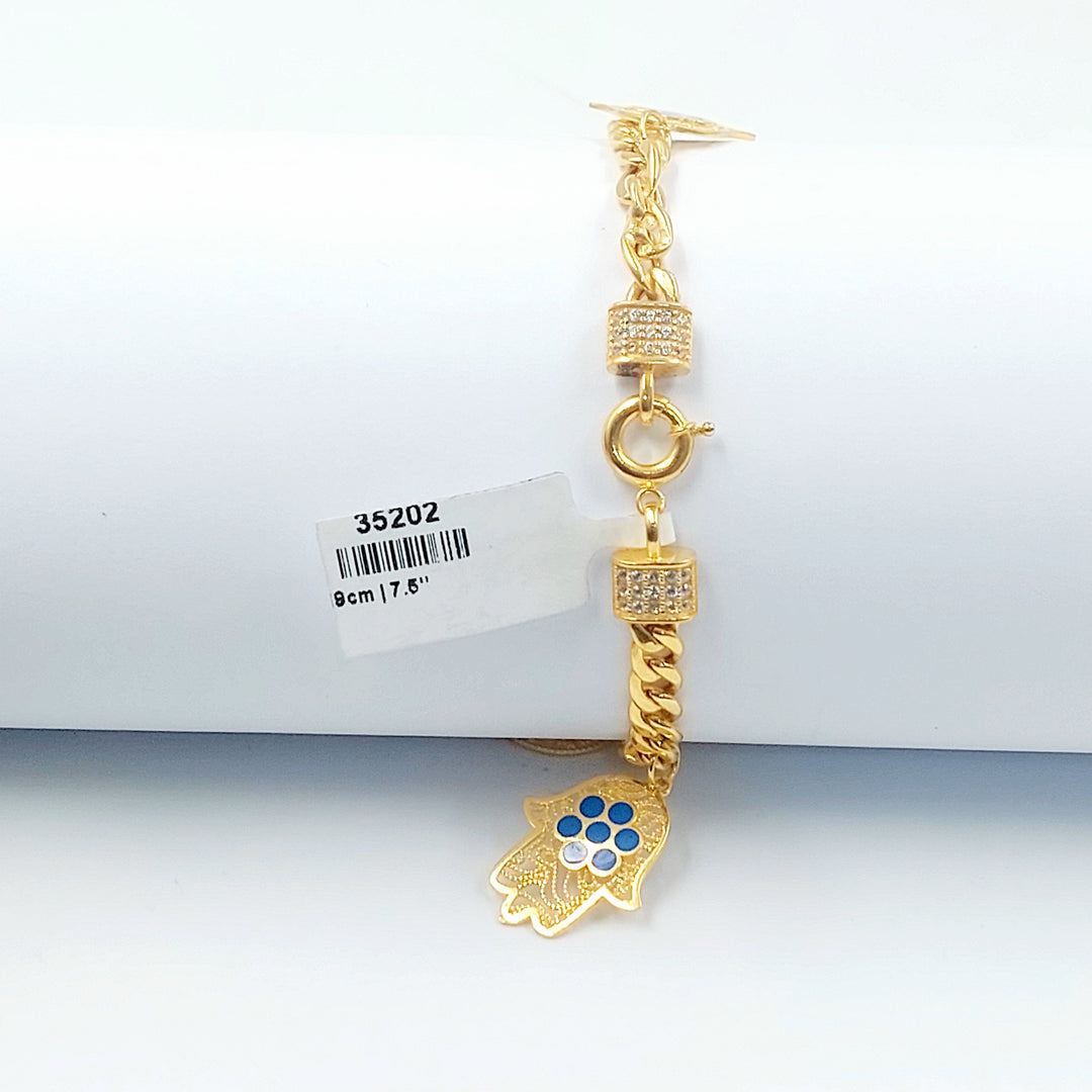 Enameled & Zircon Studded Dandash Bracelet Made of 21K Gold by Saeed Jewelry 