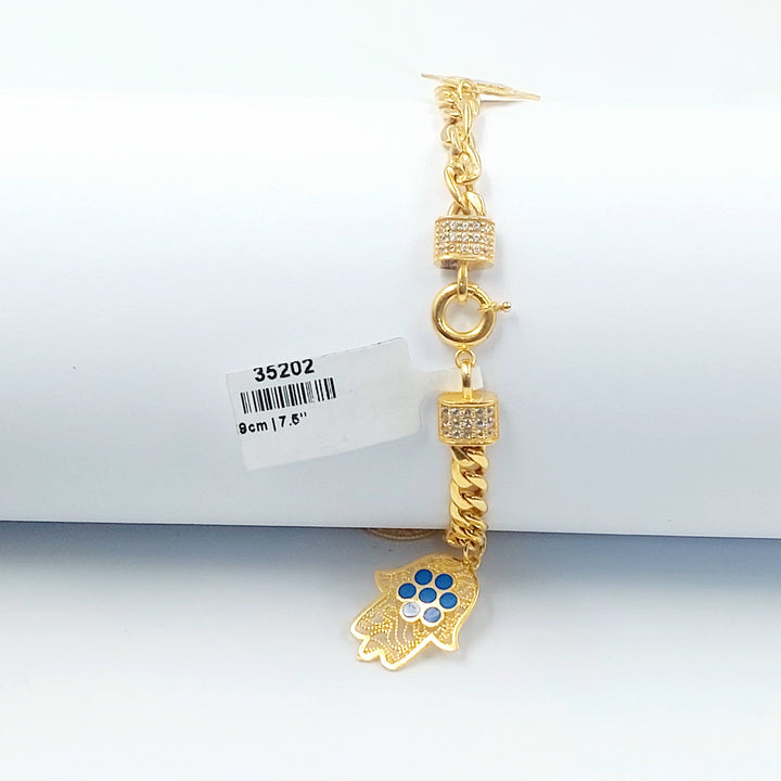 Enameled & Zircon Studded Dandash Bracelet Made of 21K Gold by Saeed Jewelry 