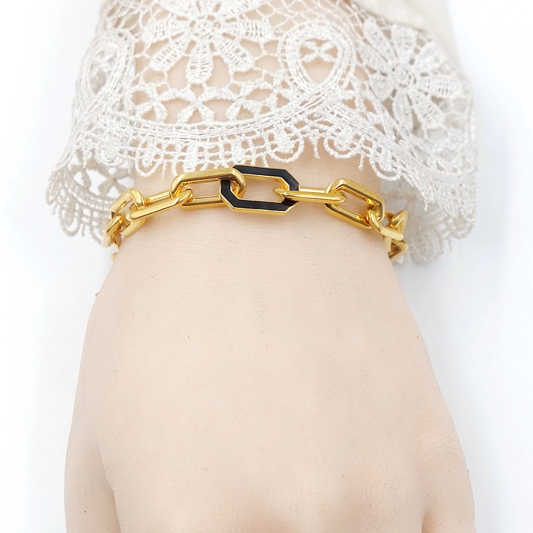 Enameled Paperclip Bracelet Made of 21K Gold by Saeed Jewelry 