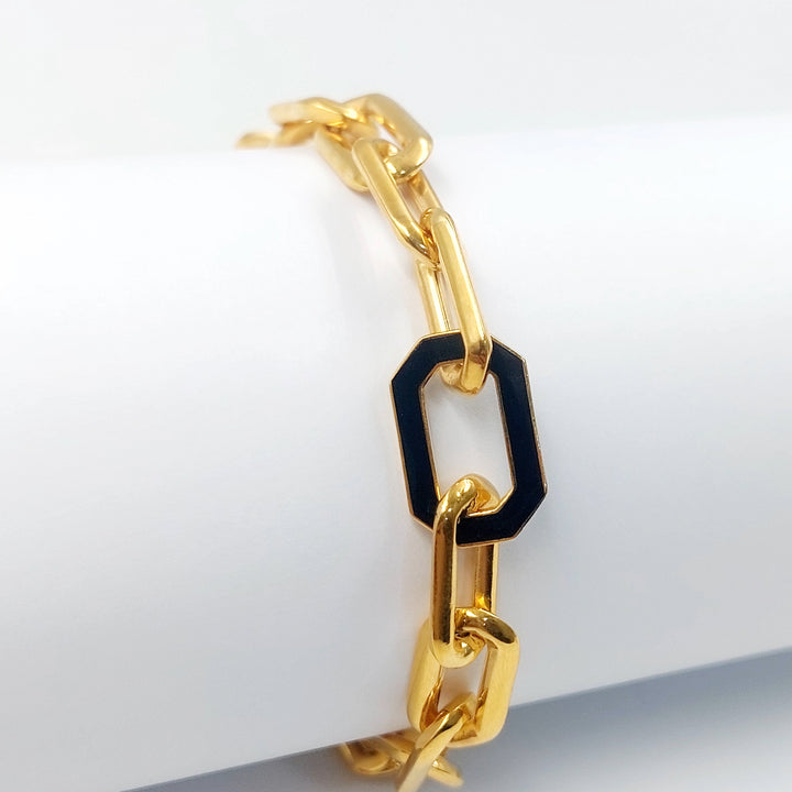 Enameled Paperclip Bracelet Made of 21K Gold by Saeed Jewelry 