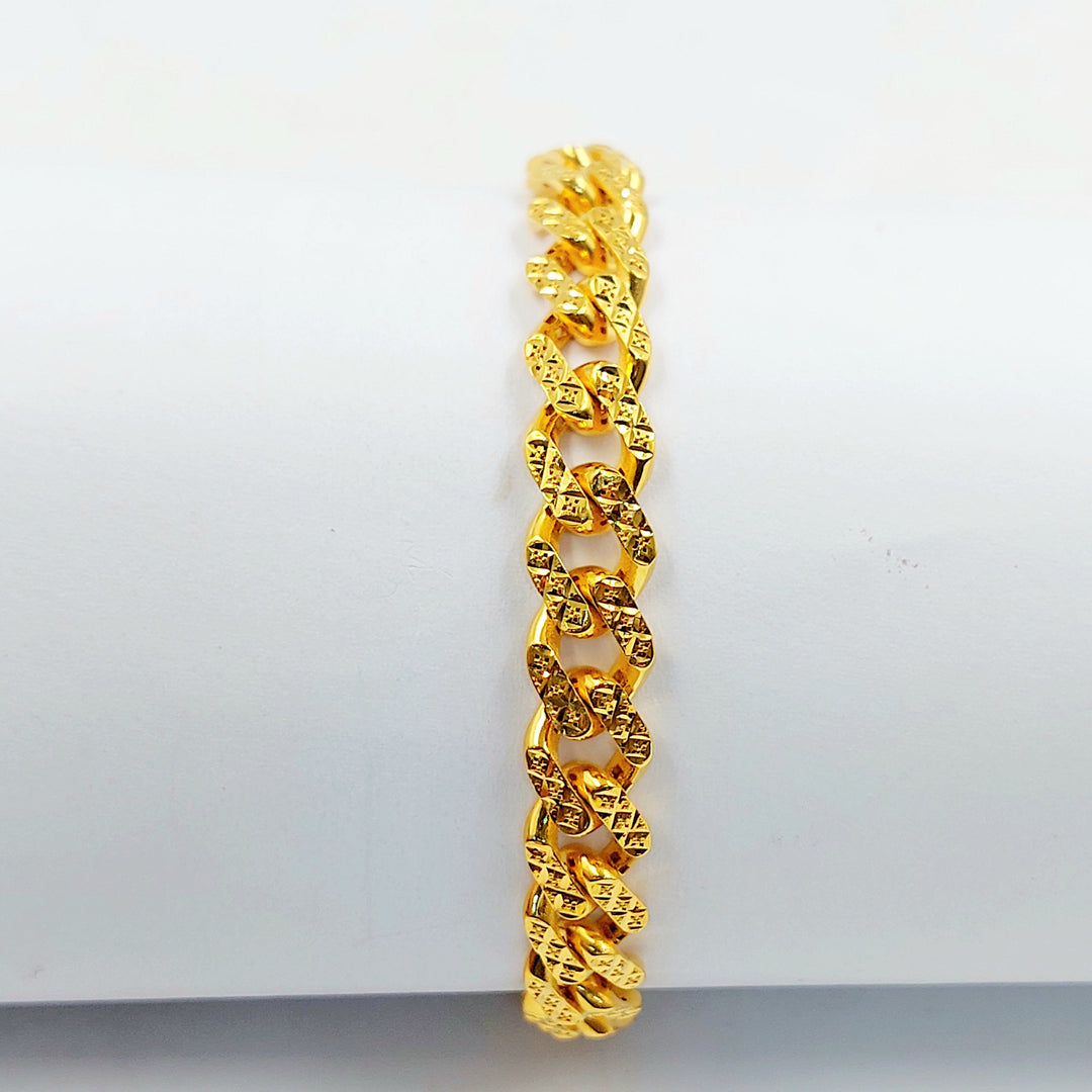 Enameled & Zircon Studded Cuban Links Bracelet Made of 21K Gold by Saeed Jewelry 
