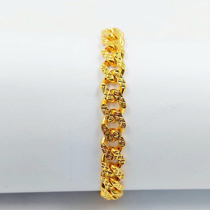 Enameled & Zircon Studded Cuban Links Bracelet Made of 21K Gold by Saeed Jewelry 