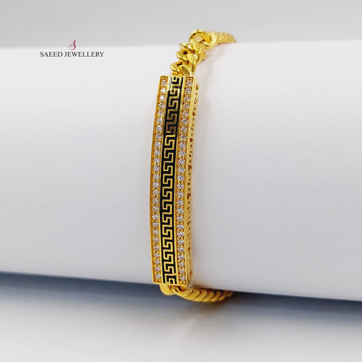 21K Gold Enameled & Zircon Studded Bar Bracelet by Saeed Jewelry - Image 5