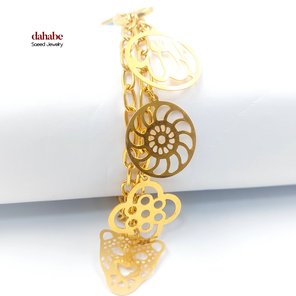 21K Gold Enameled Charm Bracelet
