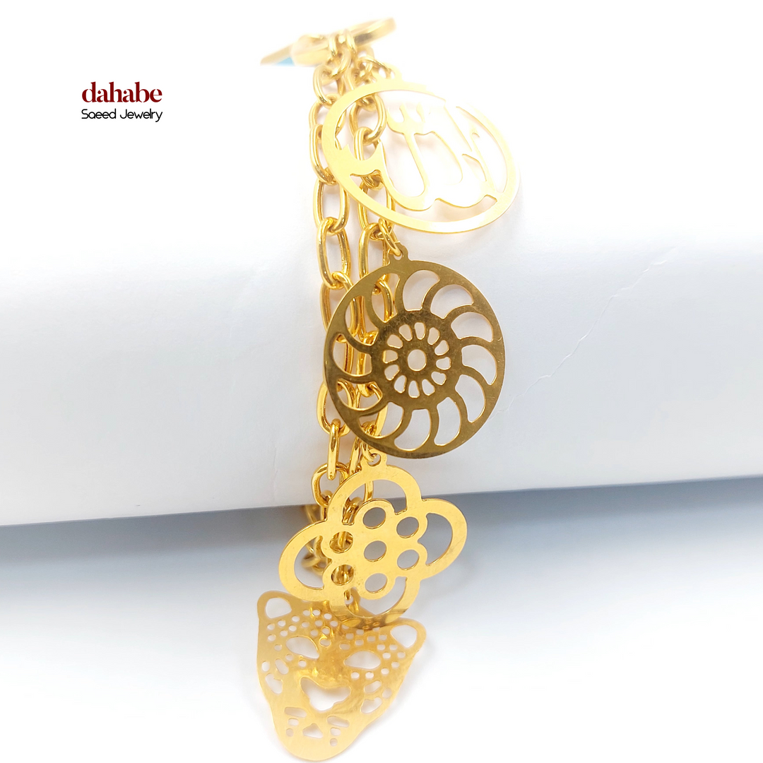 21K Gold Enameled Charm Bracelet
