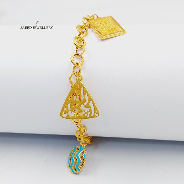 21K Gold Enameled & Zircon Studded Dandash Bracelet by Saeed Jewelry - Image 3