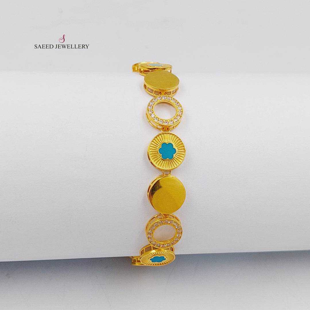 21K Gold Enameled & Zircon Studded Turkish Bracelet by Saeed Jewelry - Image 1