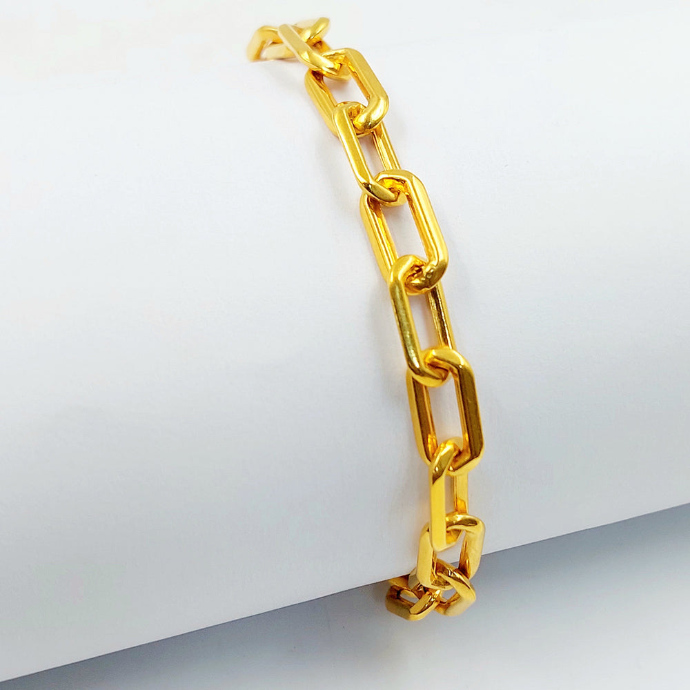 Enameled & Zircon Studded Paperclip Bracelet Made of 21K Gold by Saeed Jewelry 