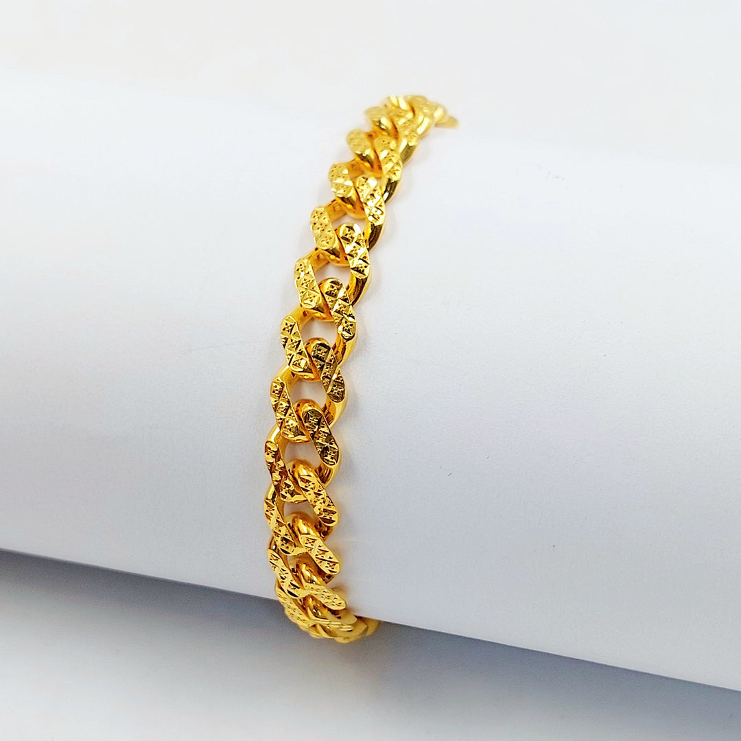 Enameled & Zircon Studded Cuban Links Bracelet Made of 21K Gold by Saeed Jewelry 