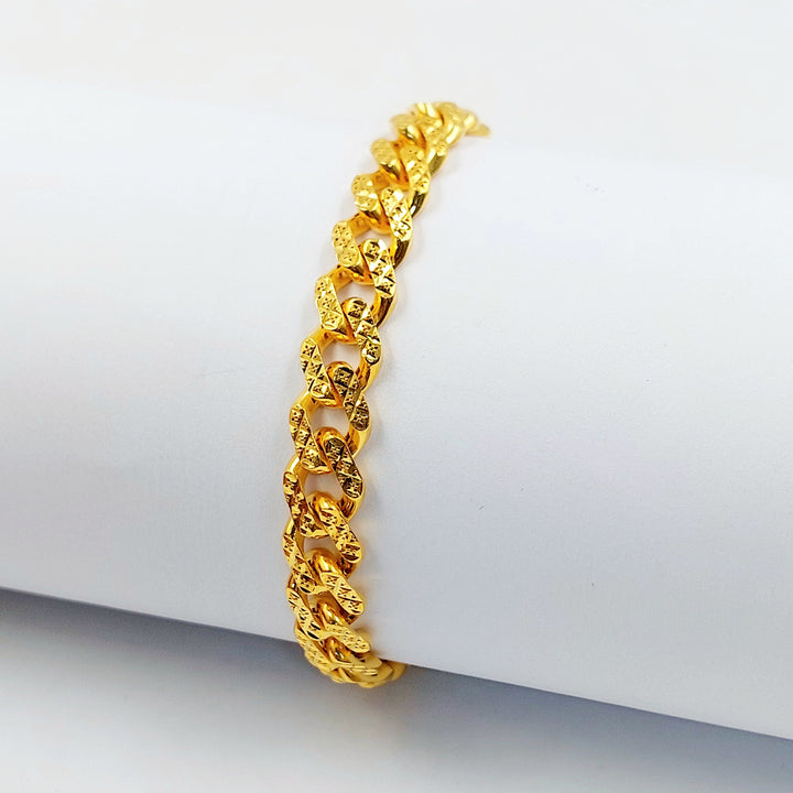 Enameled & Zircon Studded Cuban Links Bracelet Made of 21K Gold by Saeed Jewelry 