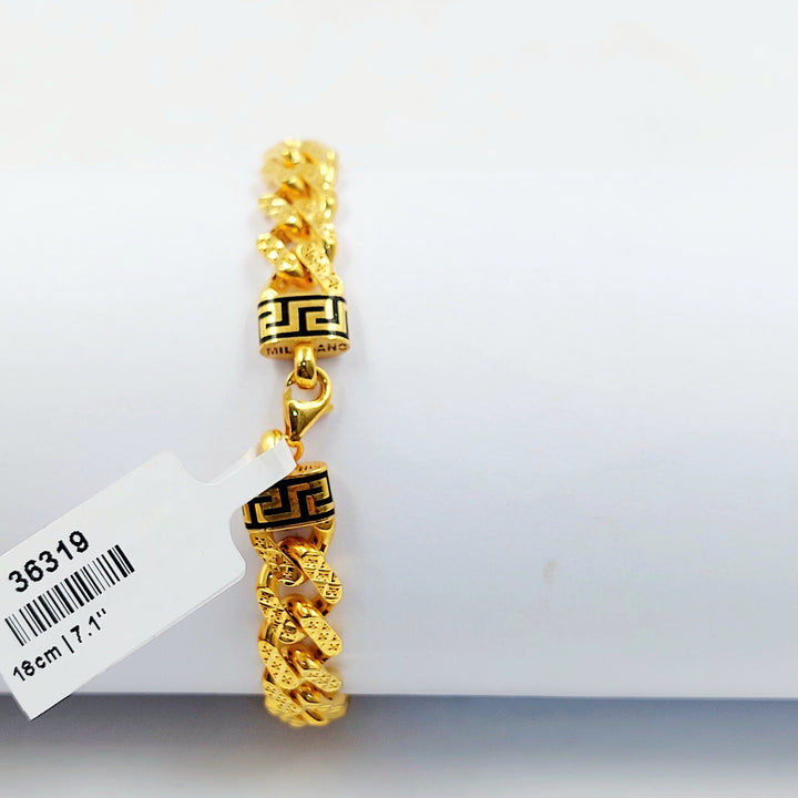 Enameled & Zircon Studded Cuban Links Bracelet Made of 21K Gold by Saeed Jewelry 