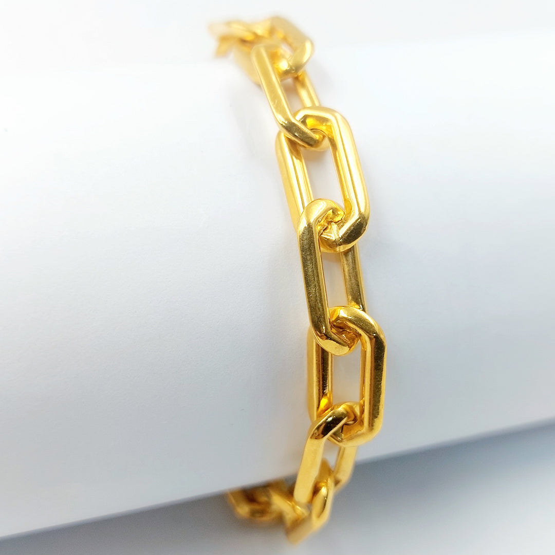 Enameled & Zircon Studded Paperclip Bracelet Made of 21K Gold by Saeed Jewelry 