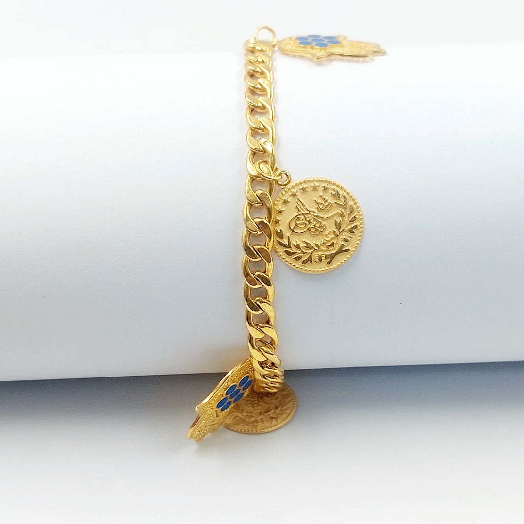 Enameled & Zircon Studded Dandash Bracelet Made of 21K Gold by Saeed Jewelry 