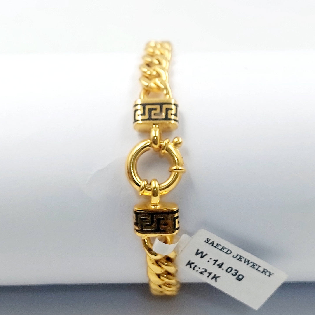 Enameled Cuban Links Bracelet Made of 21K Gold by Saeed Jewelry 