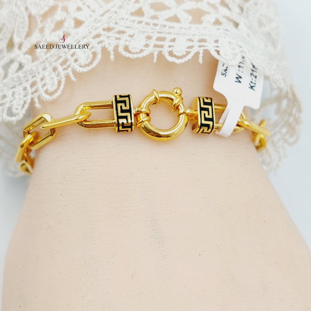 Enameled Paperclip Bracelet Made of 21K Gold by Saeed Jewelry 