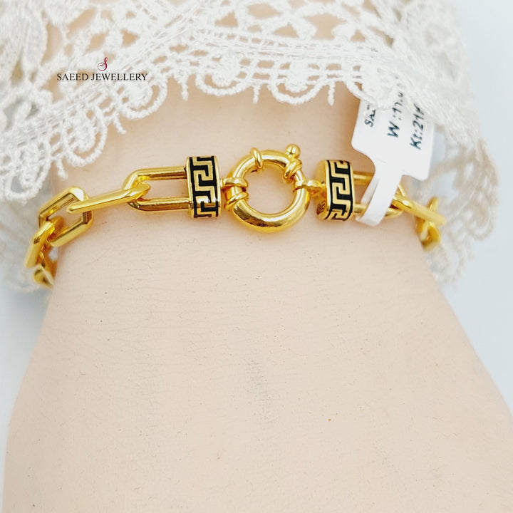 Enameled Paperclip Bracelet Made of 21K Gold by Saeed Jewelry 