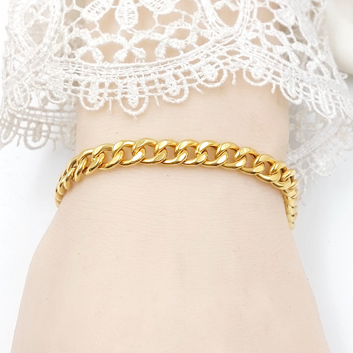 Enameled Cuban Links Bracelet Made of 21K Gold by Saeed Jewelry 