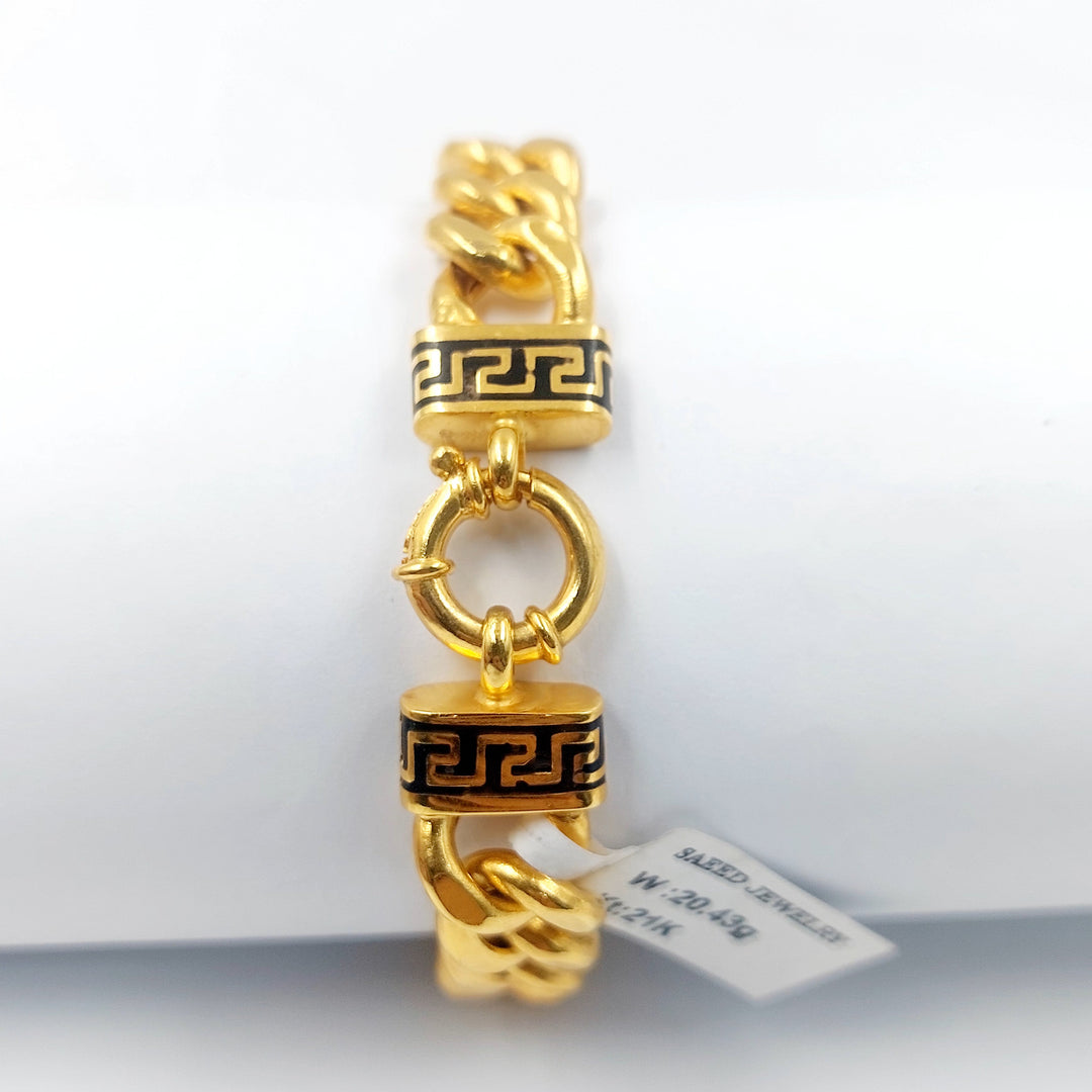 Enameled Cuban Links Bracelet Made of 21K Gold by Saeed Jewelry 
