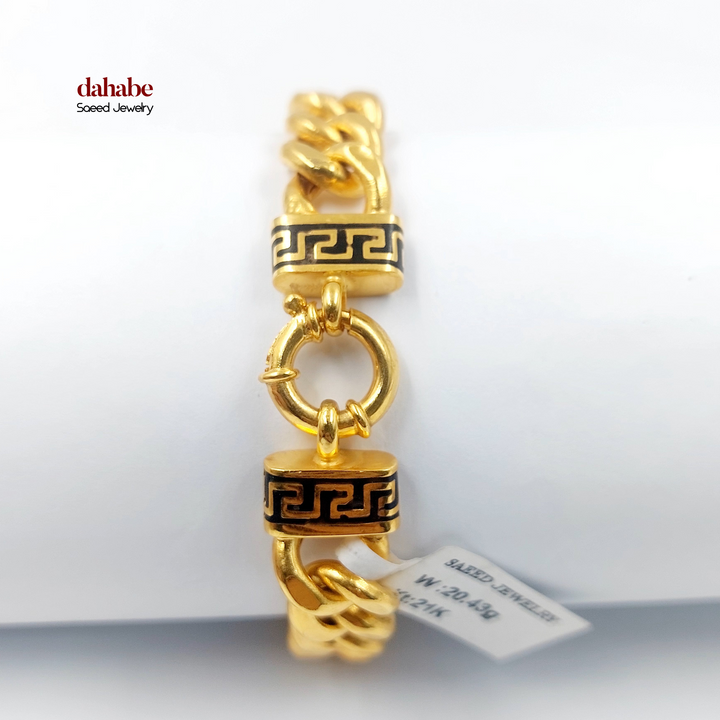 21K Gold Enameled Cuban Bracelet