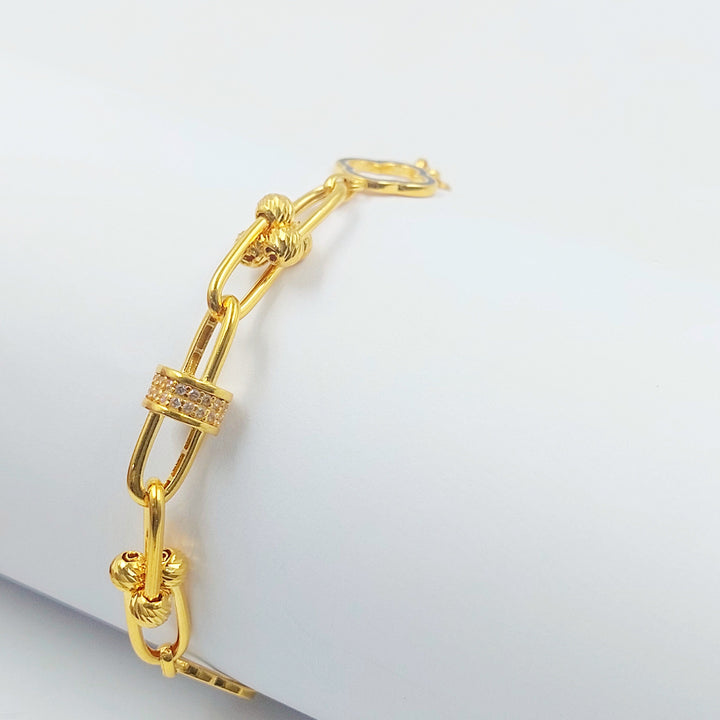 Enameled & Zircon Studded Deluxe Bracelet Made of 21K Gold by Saeed Jewelry 
