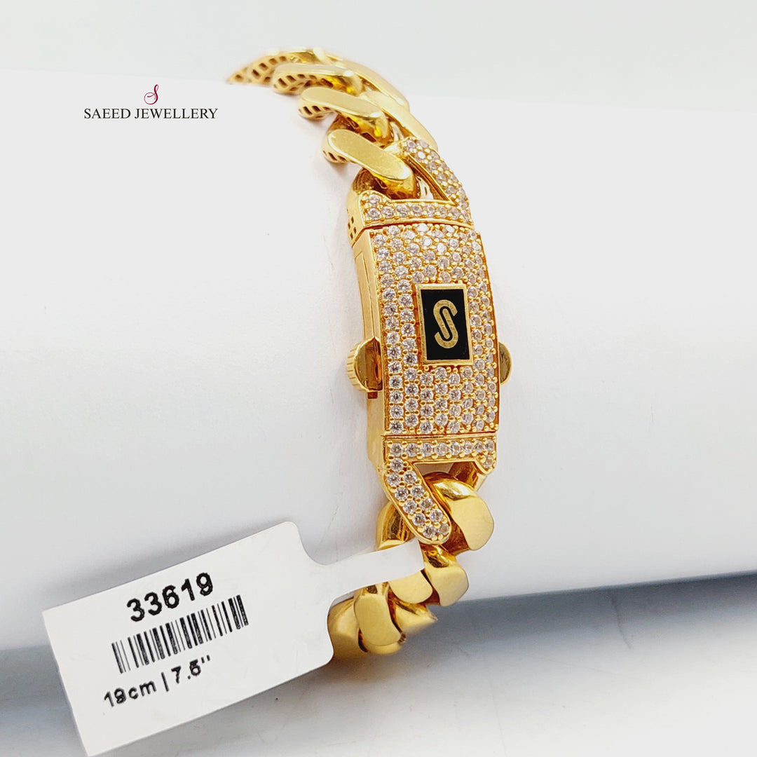 21K اسوارة جنزير مينا مرصع-مجوهرات الشيخ سعيد-Saeed Jewelry 