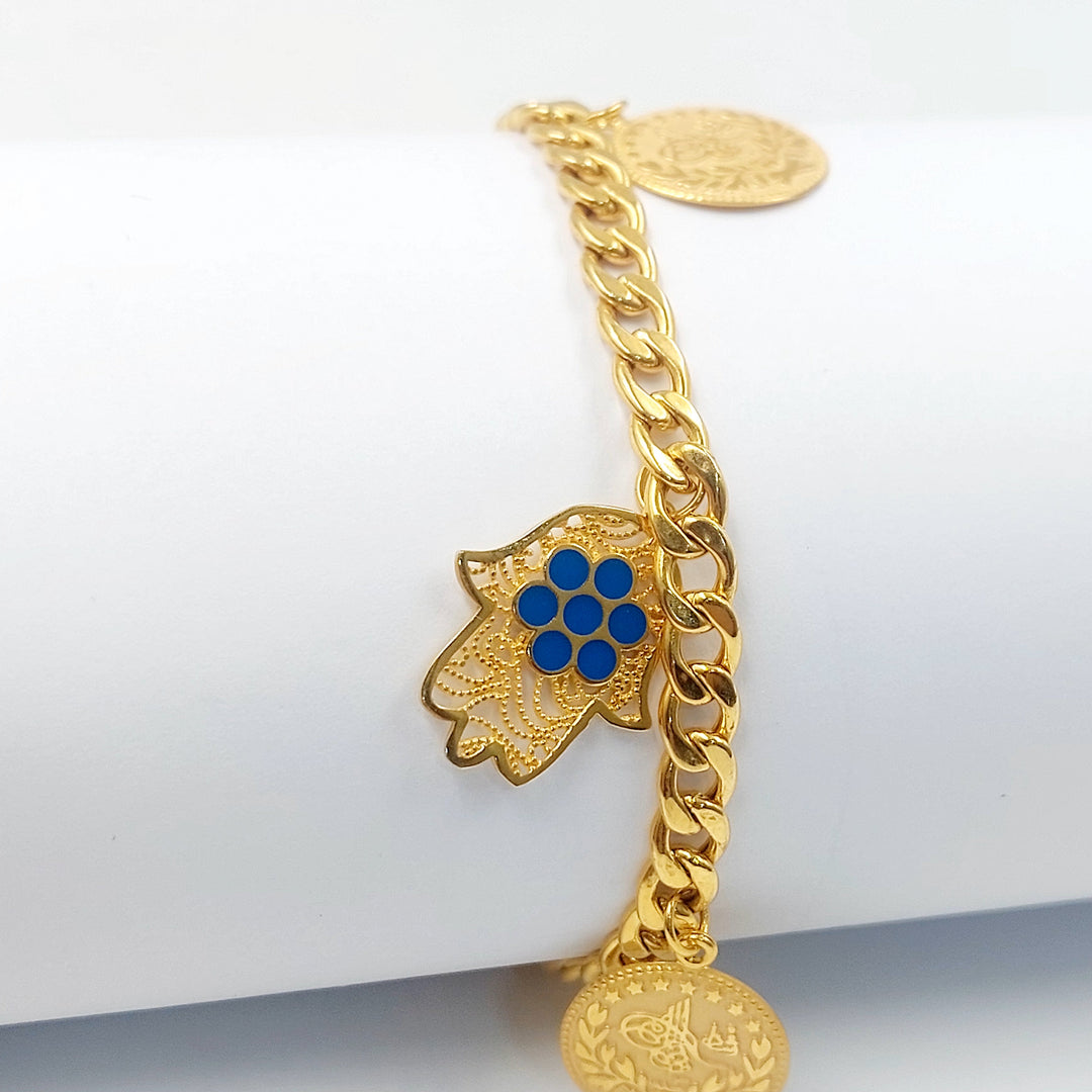 Enameled & Zircon Studded Dandash Bracelet Made of 21K Gold by Saeed Jewelry 